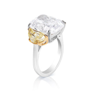Reagan 12 Carats Cushion Cut Earth Mined VS1 Diamond Engagement Ring in Platinum Side View