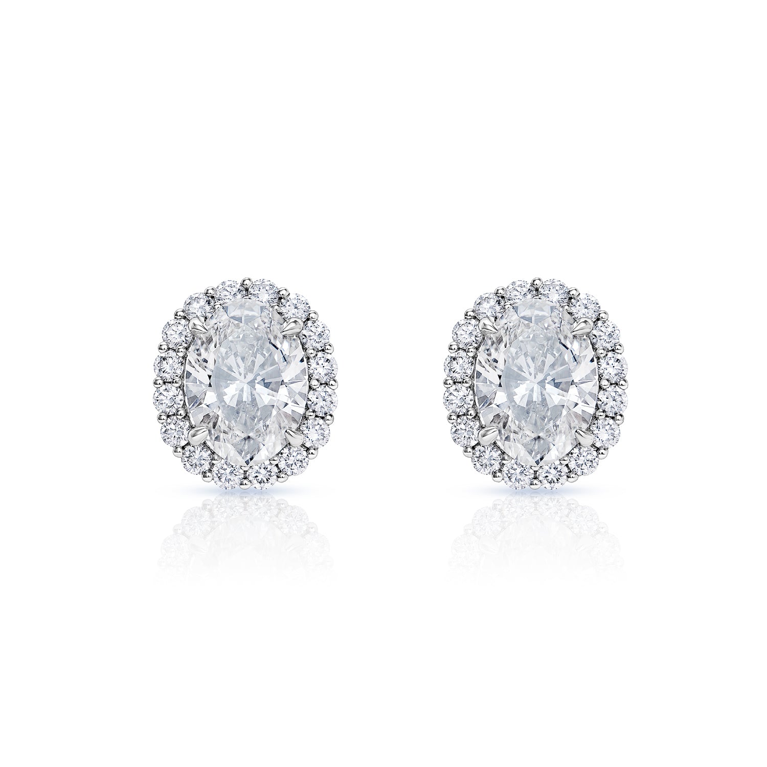 Lou 9 Carat Oval Cut SI1 Lab Grown Diamond Stud Earrings in 18k White Gold Front View