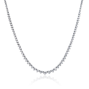 Ari 8 Carat Round Brilliant Diamond Necklace in 14 Karat White Gold For Ladies Full View