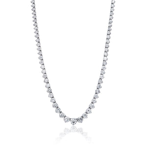 Elaine 11 Carat Round Brilliant Diamond Necklace in 14 Karat White Gold For Ladies Full View