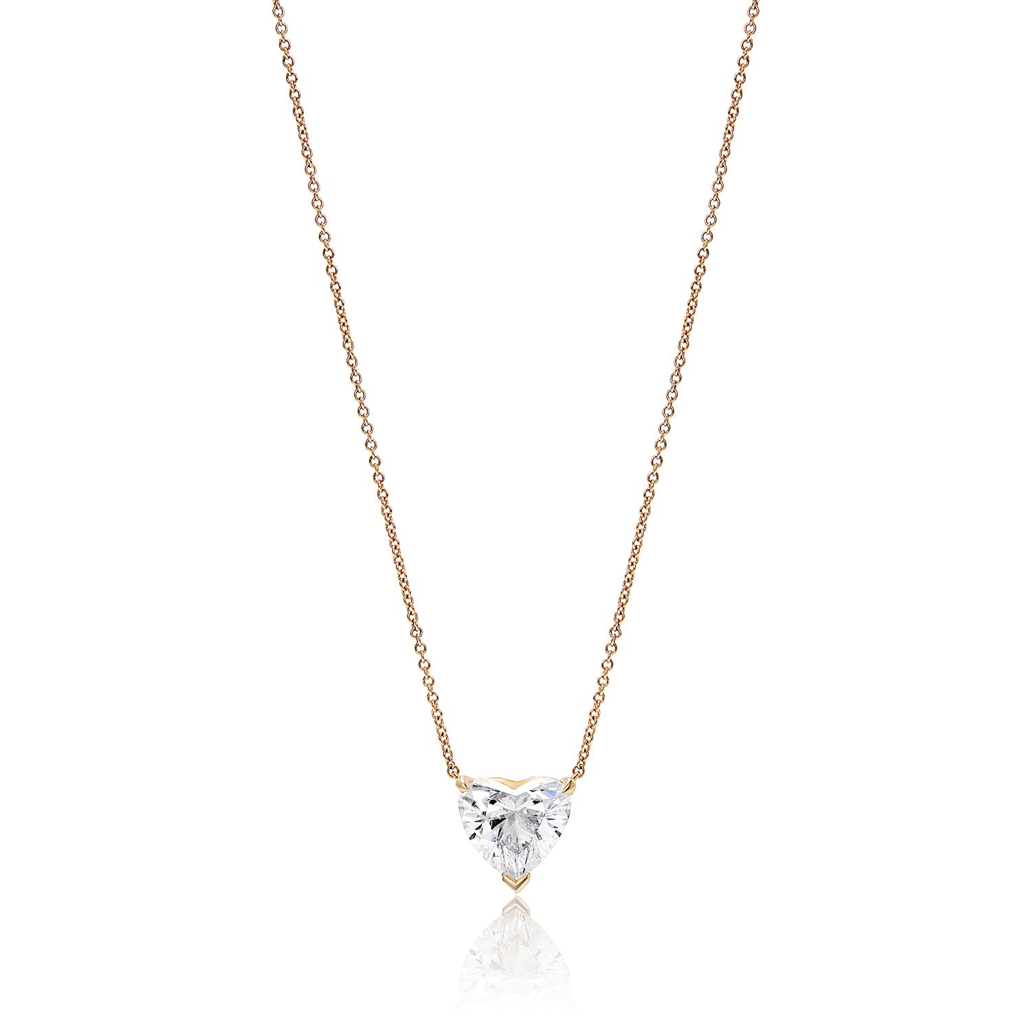 Angie 4 Carat Heart Shape SI2 Diamond Necklace in 18K Yellow Gold For Ladies. GIA Full View