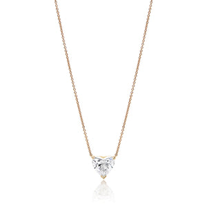 Angie 4 Carat Heart Shape SI2 Diamond Necklace in 18K Yellow Gold For Ladies. GIA Full View