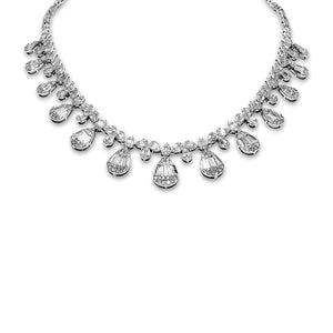 Rayna 17 Carat CMB Diamond Bib Necklace in 14kt White Gold Full View