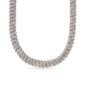 Daniel 64 Carats Combined Mixed Shape Diamond Cuban Link Chain in White & Rose Gold for Men
