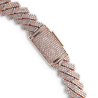 Mason 57 Carats Round Brilliant Diamond Cuban Link Chain in Rose Gold for Men Close View