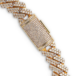 Ethan 68 Carats Round Brilliant Diamond Cuban Link Chain in Yellow Gold for Men Close View