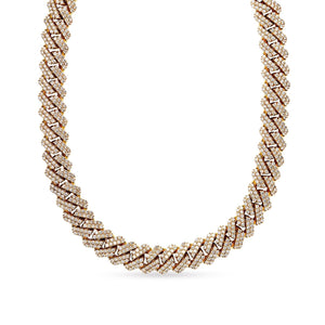 Ethan 68 Carats Round Brilliant Diamond Cuban Link Chain in Yellow Gold for Men