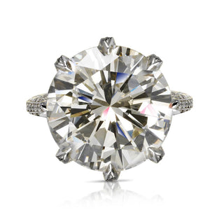 Claudia 15 Carat K SI2 Round Brilliant Diamond Engagement Ring in Platinum. EGL  Front View