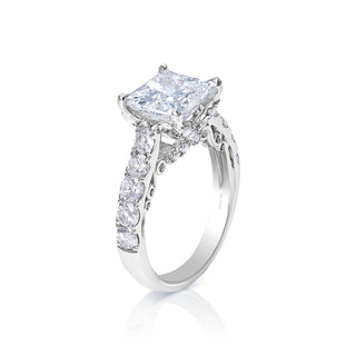 LADON 4 Carat F VVS2 Princess Cut Lab Grown Diamond Engagement Ring Side View