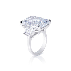 Like 23 Carat F SI1 Radiant Cut Lab Grown Diamond Engagement Ring in Platinum Side View
