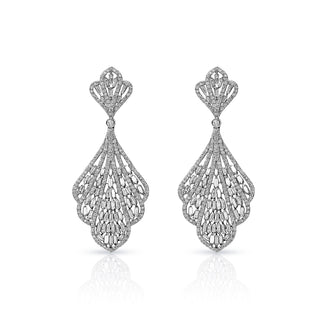 Peyton 4 Carat Combine Mixed Shape Chandelier Diamond Earrings for Ladies in 14kt White Gold  Front View