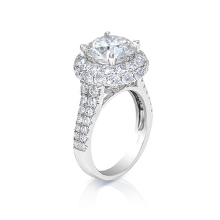 Lilliana 6 Carat Round Brilliant Lab Grown Diamond Engagement Ring Halo in 18k White Gold Side View