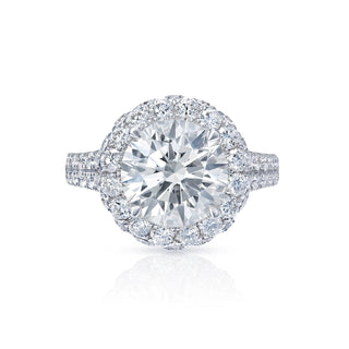 Lilliana 6 Carat Round Brilliant Lab Grown Diamond Engagement Ring Halo in 18k White Gold Front View