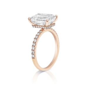Leland 5 H VVS2 Carat Emerald Cut Lab Grown Diamond Engagement Ring in 18kt Rose Gold SIde View