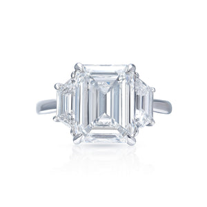 Lorelei 6 Carat F VS1 Emerald Cut Lab Grown Diamond Engagement Ring in Platinum Front View
