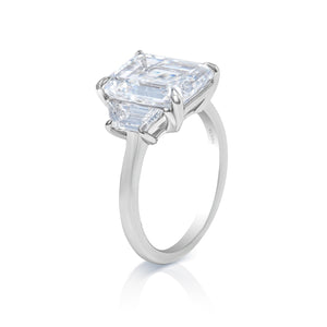 Lorelei 6 Carat F VS1 Emerald Cut Lab Grown Diamond Engagement Ring in Platinum Side View