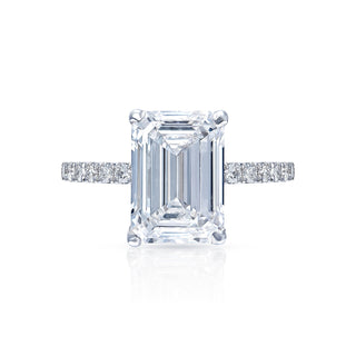Lylah 4 Carat F VS2 Emerald Cut Lab Grown Diamond Engagement Ring in Platinum Front View