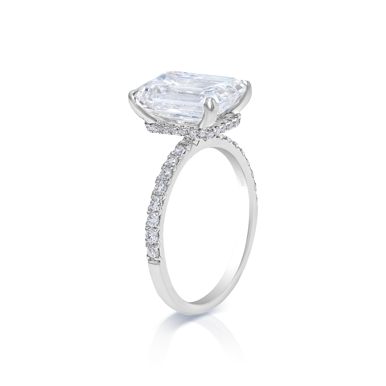4 Carat Lab Grown Oval Diamond Halo Split Shank Engagement Ring
