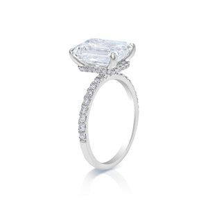 Lylah 4 Carat F VS2 Emerald Cut Lab Grown Diamond Engagement Ring in Platinum Side View