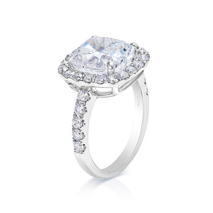 Remi 6 Carat G IF Cushion Cut Diamond Engagement Ring in 18k White Gold Side View