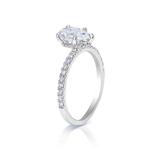 Laney 1 Carat E VS2 Pear Shape Lab Grown Diamond Engagement Ring VS2 in Platinum Side View
