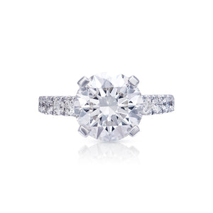 Leyla 6 Carat H VS2 Round Cut Lab-Grown Diamond Engagement Ring in White Gold Front View