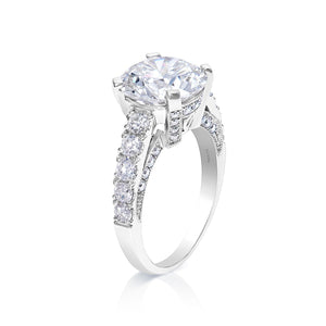 Leyla 6 Carat H VS2 Round Cut Lab-Grown Diamond Engagement Ring in White Gold Side VIew