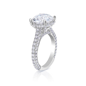 Liv 7 Carats G VS2 Round Cut Lab-Grown Diamond Engagement Ring VS2 in White Gold Front View Side View