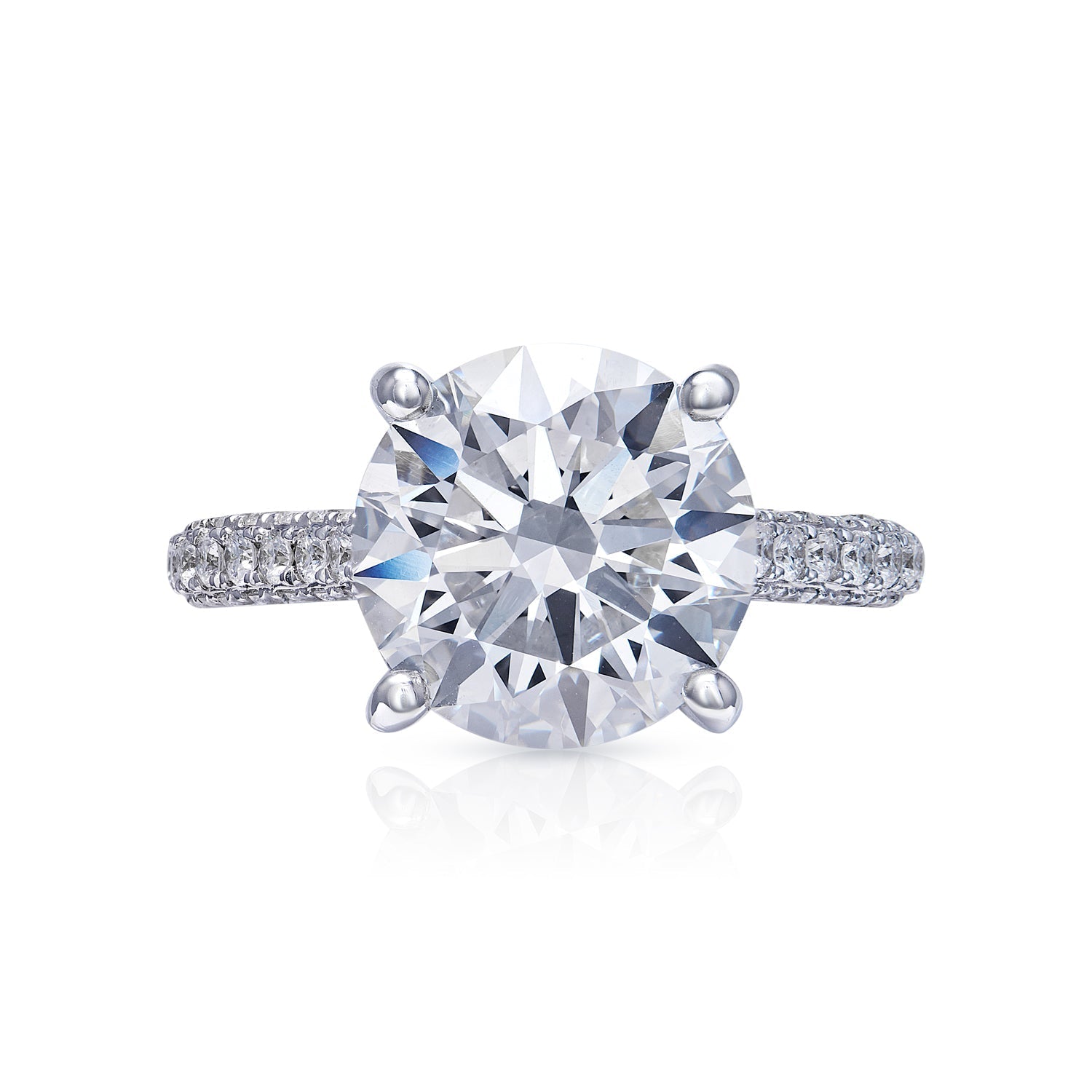 Liv 7 Carats G VS2 Round Cut Lab-Grown Diamond Engagement Ring VS2 in White Gold Front View