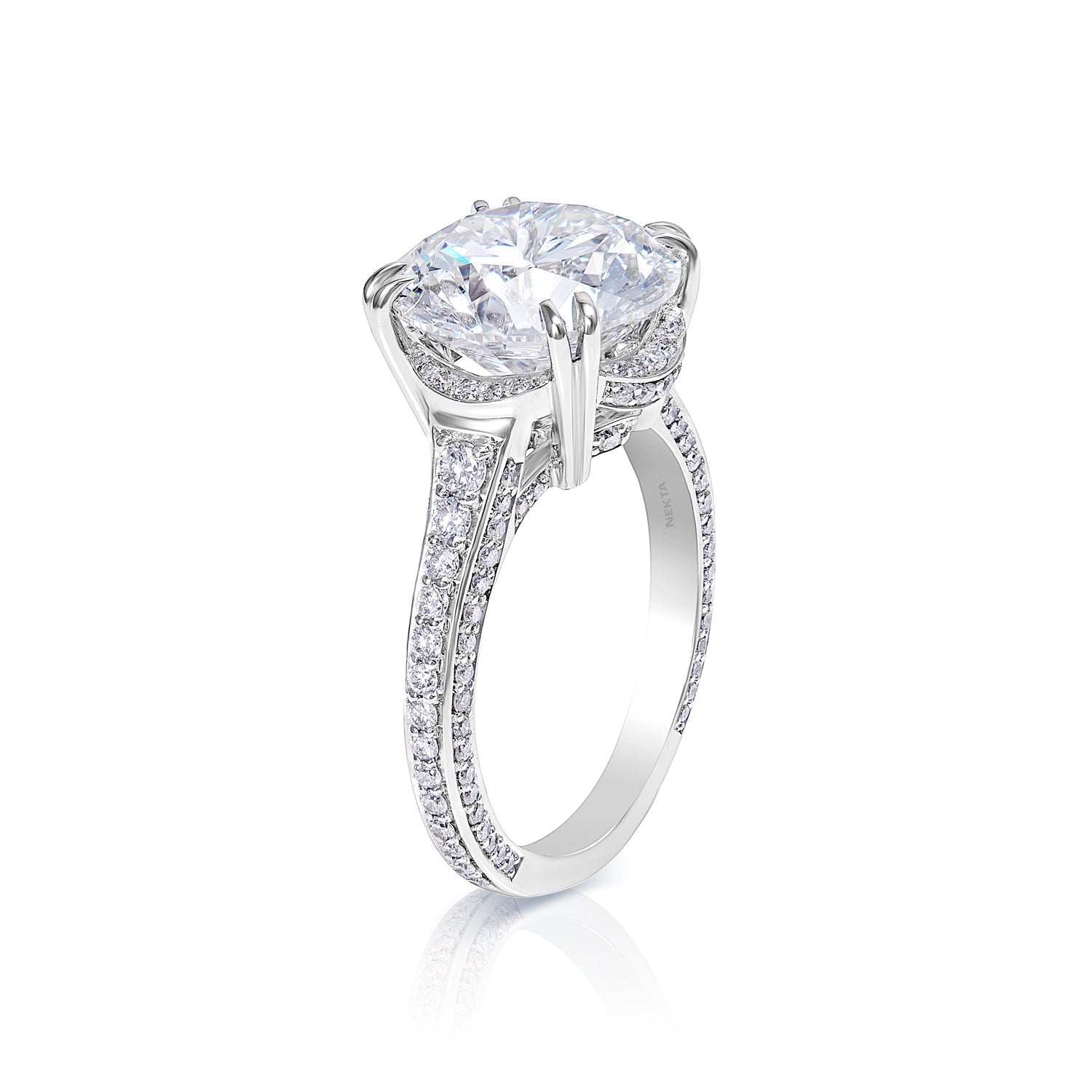 Lian 6 Carat G VS1 Round Cut Lab-Grown Diamond Engagement Ring in 18k White Gold Side View