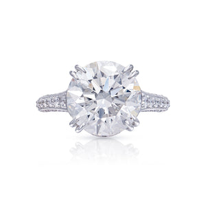 Lian 6 Carat G VS1 Round Cut Lab-Grown Diamond Engagement Ring in 18k White Gold Front View