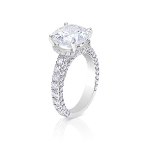 Lee 8 Carats G VS1 Round Cut Lab-Grown Diamond Engagement Ring in 18k White Gold Side View