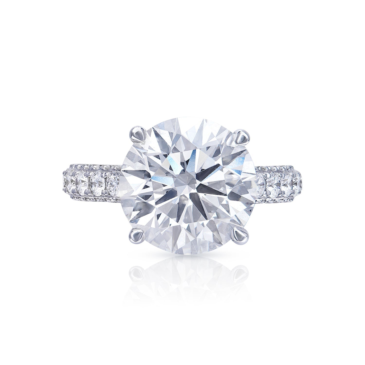Lee 8 Carats G VS1 Round Cut Lab-Grown Diamond Engagement Ring in 18k White Gold Front View