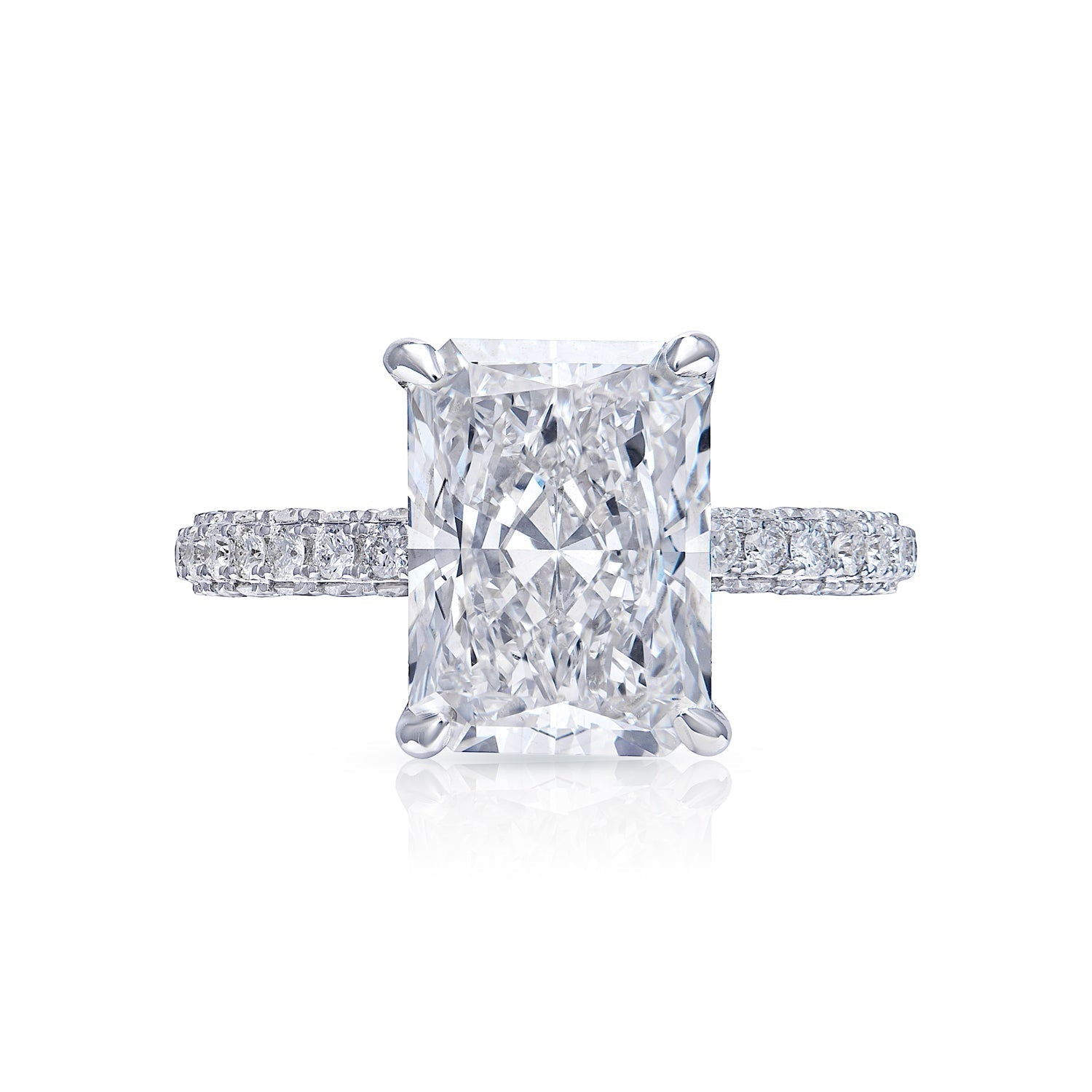 Livia 5 Carats G SI1 Radiant Cut Lab-Grown Diamond Engagement Ring in White Gold Front View