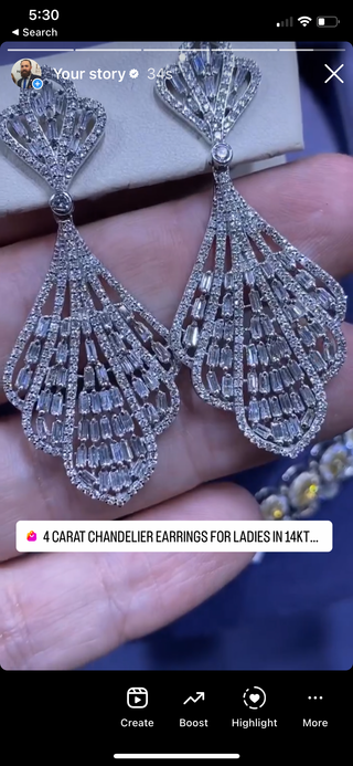 Peyton 4 Carat Combine Mixed Shape Chandelier Diamond Earrings for Ladies in 14kt White Gold Story