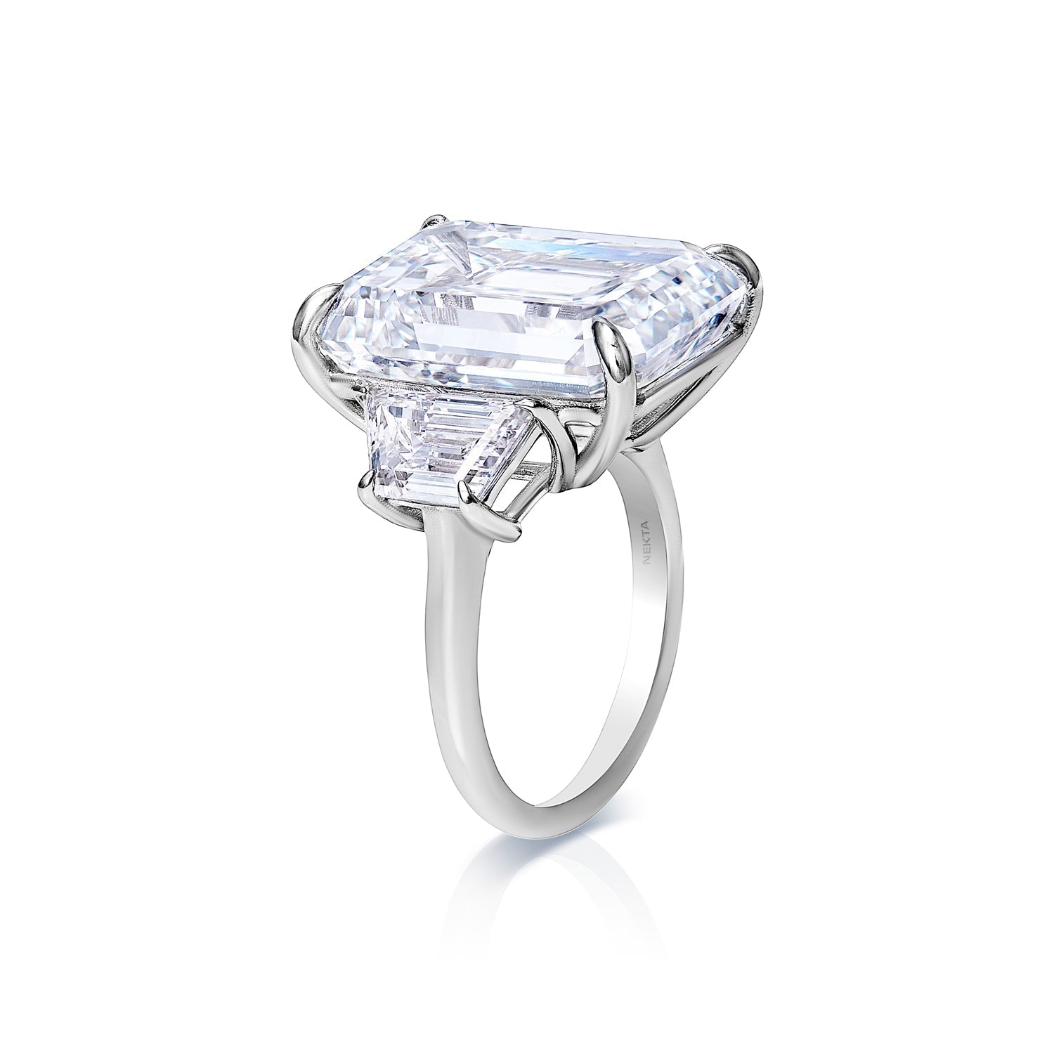 Leighton 23 Carat G VVS2 Emerald Cut Lab Grown Diamond Engagement Ring in Platinum Side View