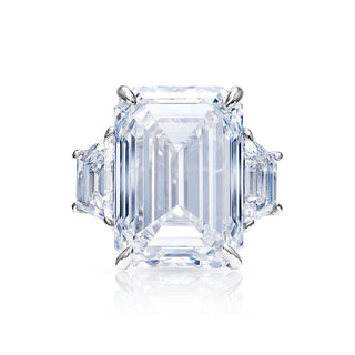 Leighton 23 Carat G VVS2 Emerald Cut Lab Grown Diamond Engagement Ring in Platinum Front View