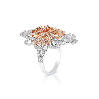 Briar 2 Carat Round Brilliant Diamond Engagement Ring in 18k White & Rose Gold Side View
