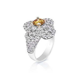 Aurelia 4 Carat Round Brilliant Diamond Engagement Ring in 18k White Gold Side View