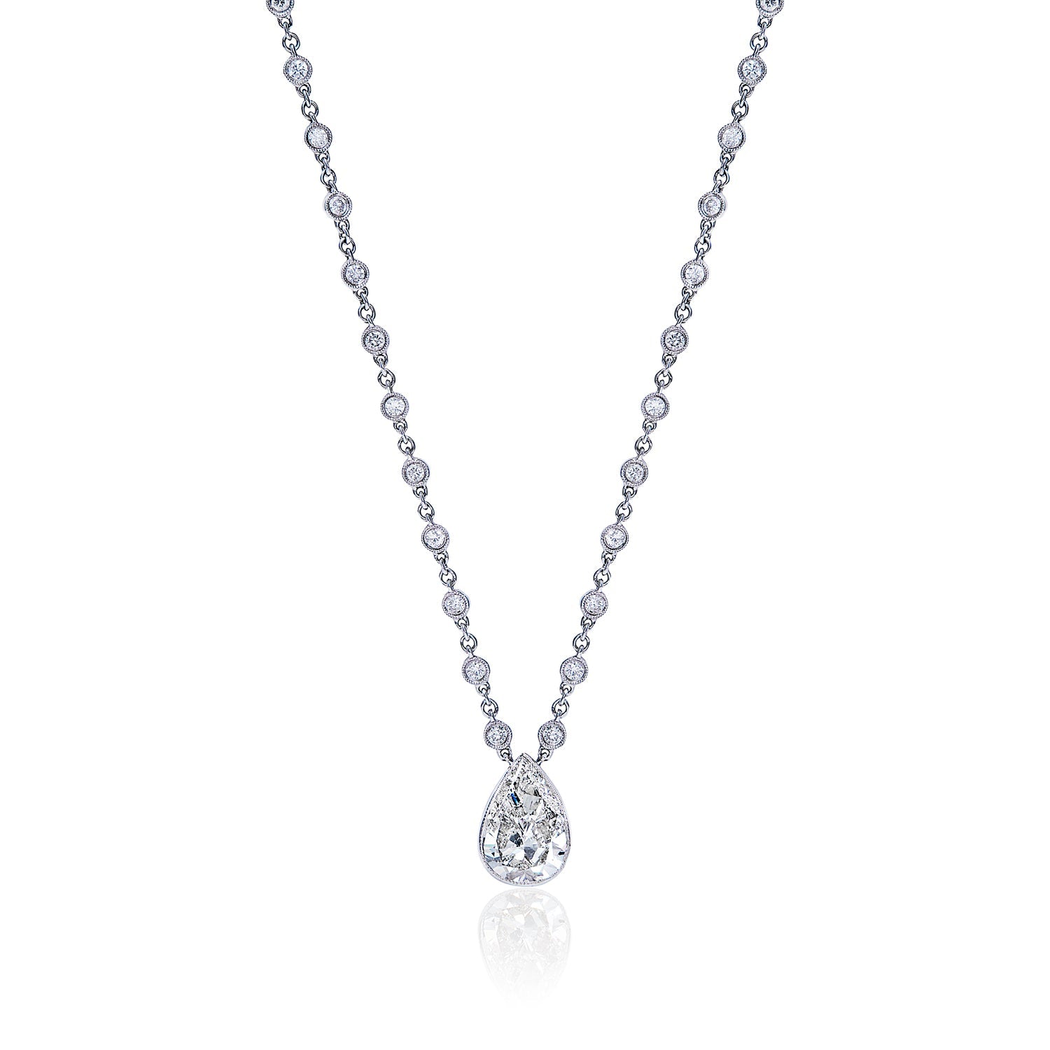 Dani 7 Carat Pear Shape Diamond Pendant Necklace in 18 Karat White Gold