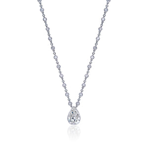 35 Carat Pear Diamond Necklace Solid White Gold 14K