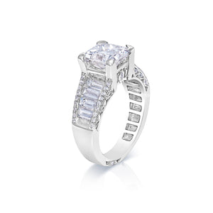 Macie 3 Carat G VS2 Princess Cut Diamond Engagement Ring in 18 Karat White Gold Side View
