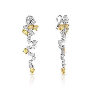 Madison 6 Carat Round Brilliant Diamond Chandelier Earrings in 14 Karat White Gold Front and Side View