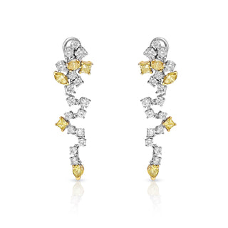 Madison 6 Carat Round Brilliant Diamond Chandelier Earrings in 14 Karat White Gold Front View