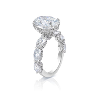 Layton 8 Carat H VS2 Oval Cut Lab Grown Diamond Engagement Ring in 18 Karat White Gold Sied View