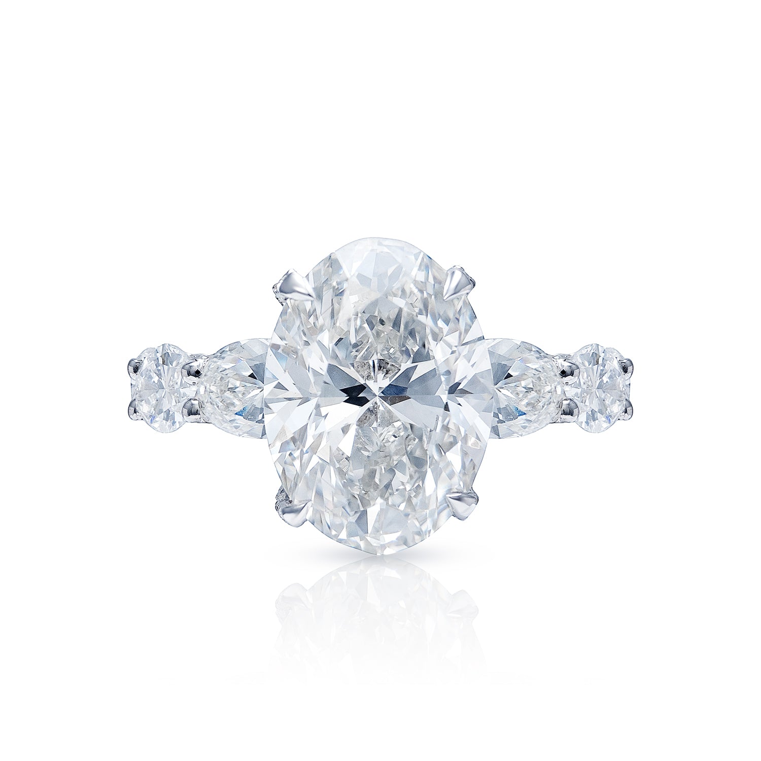 Layton 8 Carat H VS2 Oval Cut Lab Grown Diamond Engagement Ring in 18 Karat White Gold Front View
