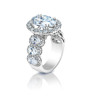 Lai 7 Carat G VS1 Lab-Grown Oval Cut Diamond Engagement Ring in 18 Karat White Gold Side View