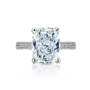 Lilian 5 D VS1 Carat Cushion Cut Lab Grown Diamond Engagement Ring in 14 Karat White Gold Front View