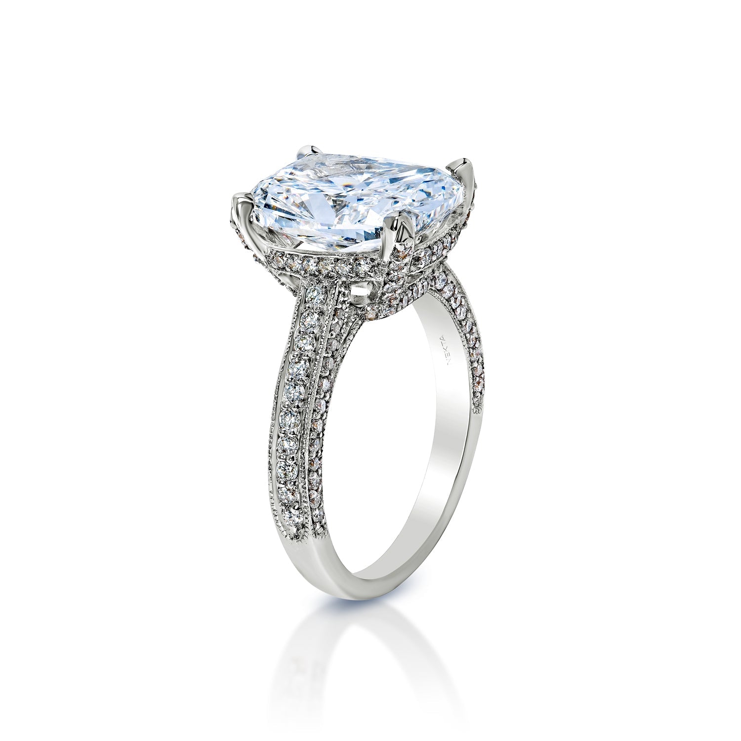 Lilian 5 D VS1 Carat Cushion Cut Lab Grown Diamond Engagement Ring in 14 Karat White Gold Side View