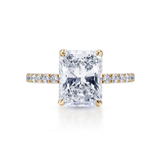 Louisa 3 Carats H VS1 Radiant Cut Lab Grown Diamond Engagement Ring in 18k Yellow Gold Front View